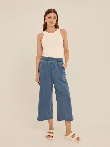Ivanna Indigo Jersey Wide Leg Capri Pant Womens Bottoms Pants Threads 4 Thought 