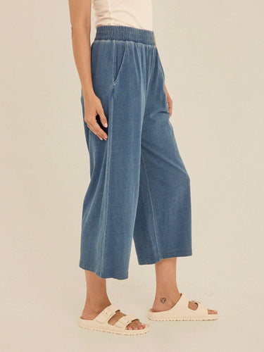 Ivanna Indigo Jersey Wide Leg Capri Pant Womens Bottoms Pants Threads 4 Thought 