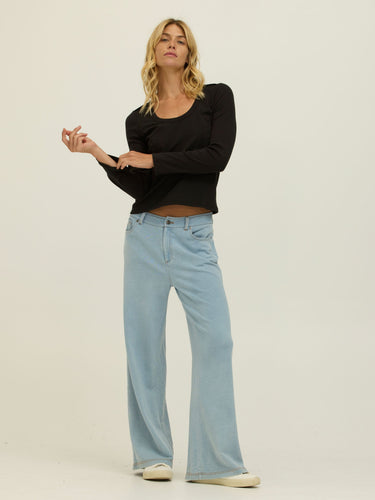 Krystal Denim Terry Wide Leg Pant Womens Bottoms Pants Threads 4 Thought 