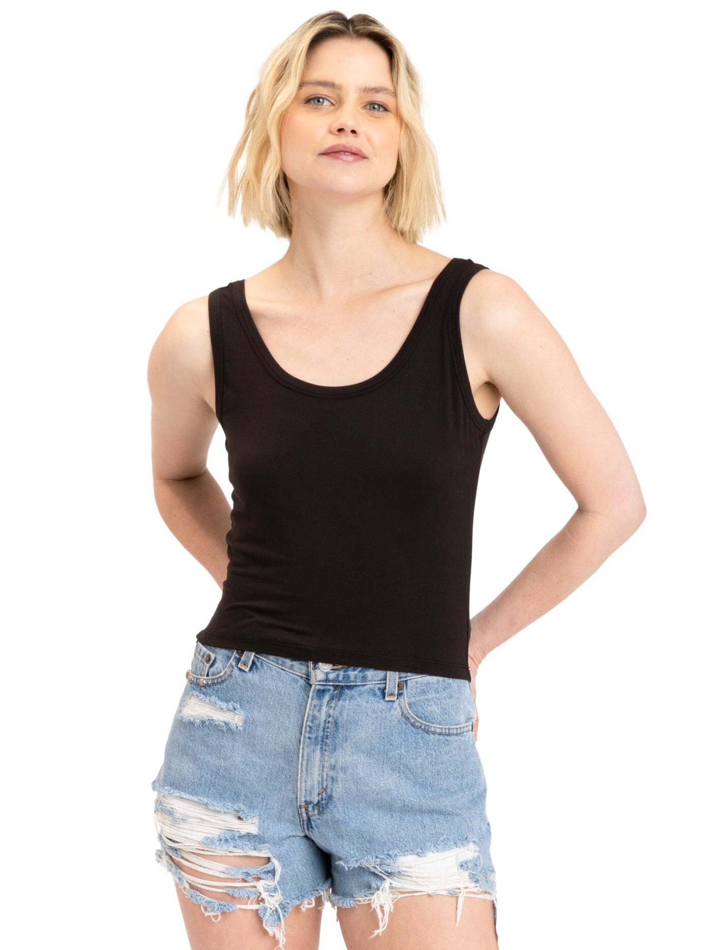 Mirabel Luxe Jersey Fitted Crop Tank Womens Tops Tanks Threads 4 Thought 