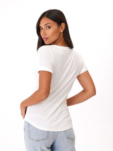 Akia Feather Rib Henley Tee Womens Tops Short Threads 4 Thought 
