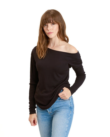Leoni Feather Rib Long Sleeve Womens Tops Long Threads 4 Thought 