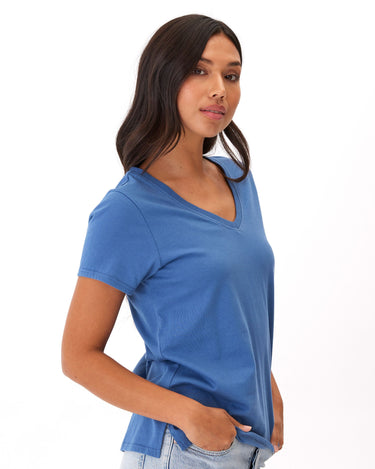 Pattie Classic Jersey V-Neck Tee Womens Tops Short Threads 4 Thought 