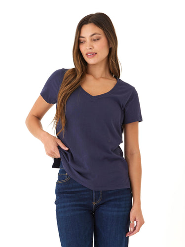 Pattie Classic Jersey V-Neck Tee Womens Tops Short Threads 4 Thought