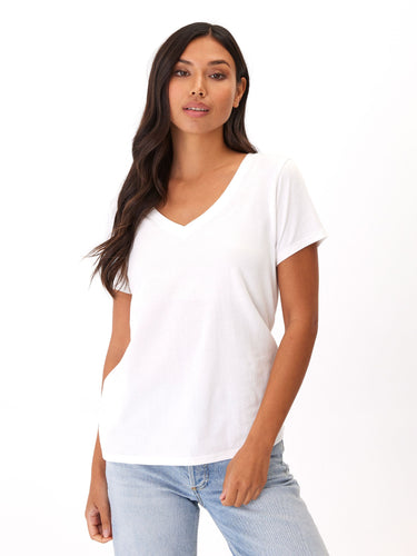 Pattie Classic Jersey V-Neck Tee Womens Tops Short Tee Threads 4 Thought