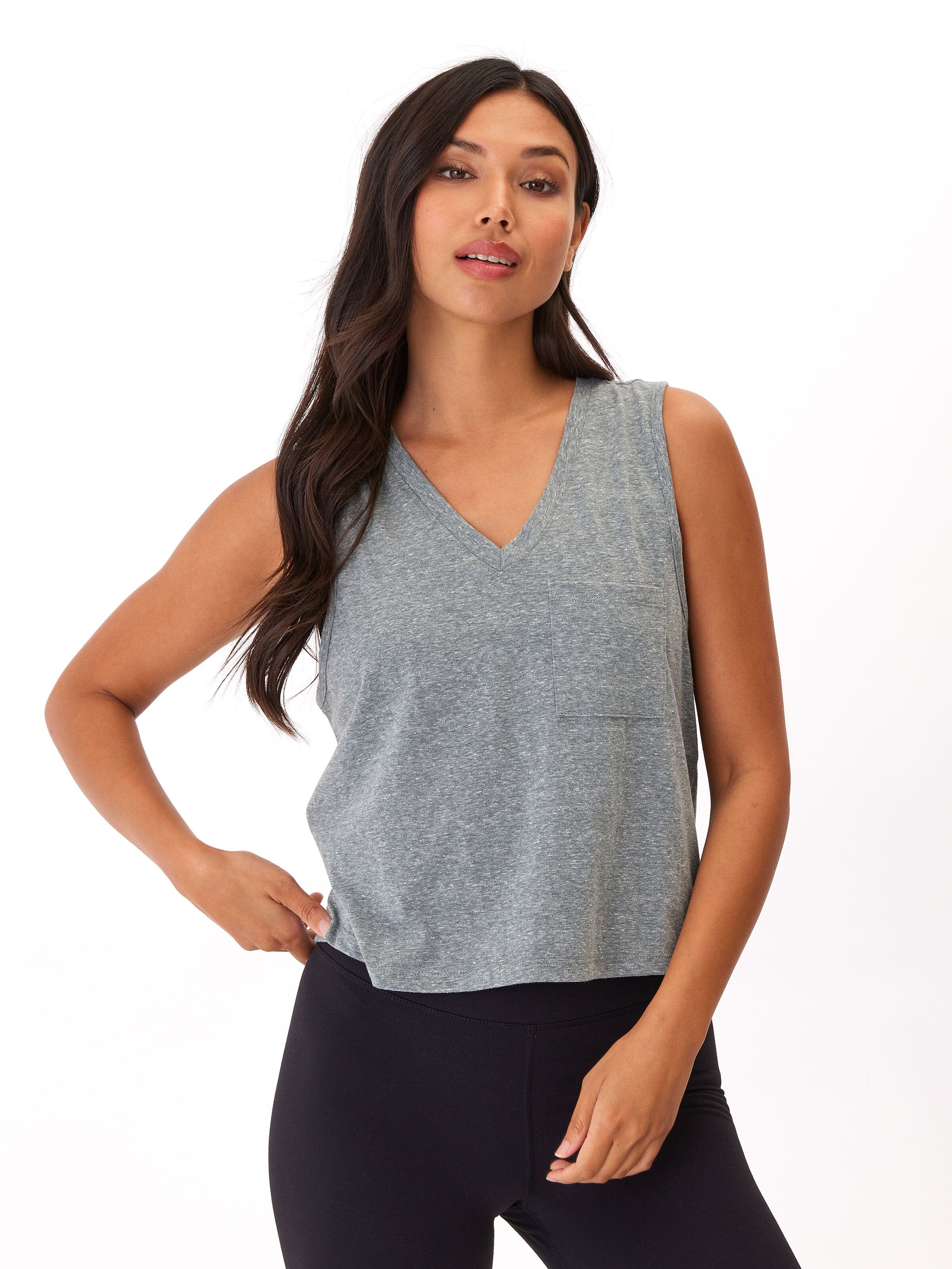 Hera Triblend Jersey V-Neck Tank Womens Tops Tanks Threads 4 Thought 