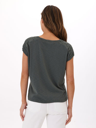 Karolina Textured Slub Jersey Smocked Top Womens Tops Short Threads 4 Thought 
