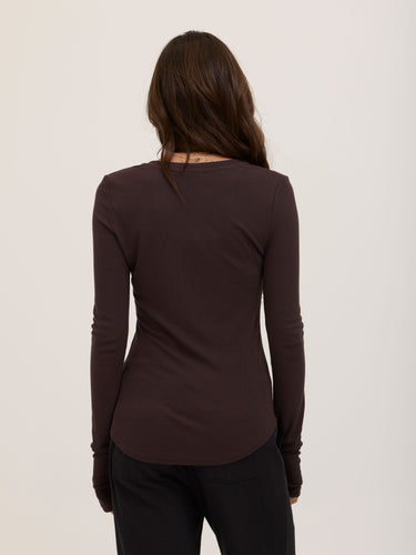 Akia Feather Rib Long Sleeve Henley Womens Tops Long Shirt Threads 4 Thought 
