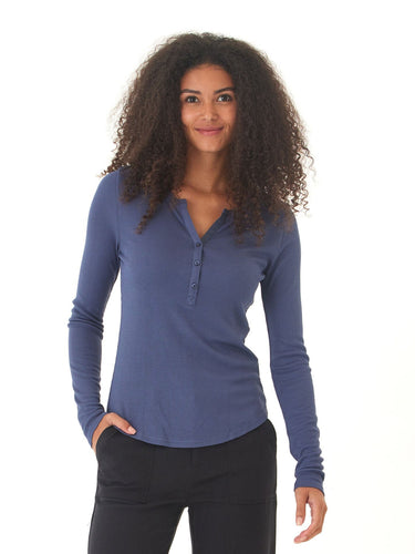 Akia Feather Rib Long Sleeve Henley Threads 4 Thought