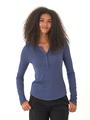Akia Feather Rib Long Sleeve Henley Threads 4 Thought