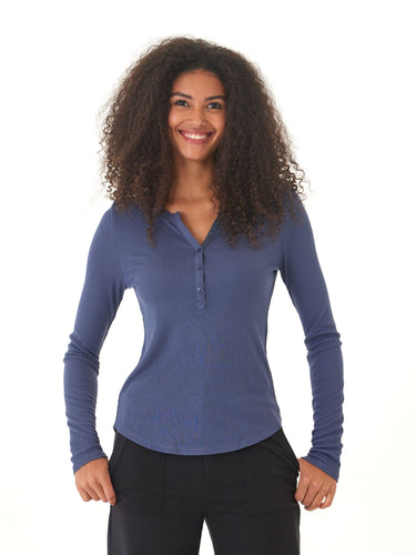 Akia Feather Rib Long Sleeve Henley Threads 4 Thought