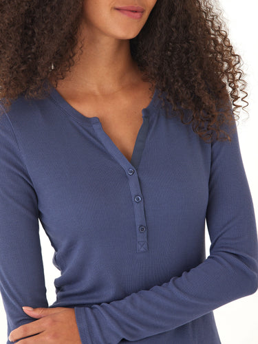 Akia Feather Rib Long Sleeve Henley Threads 4 Thought