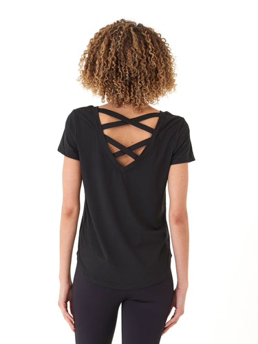 Kristie Criss Cross Luxe Jersey Tee Womens Tops Short Tee Threads 4 Thought