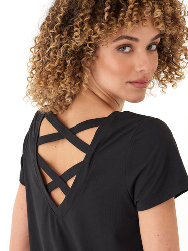 Kristie Criss Cross Luxe Jersey Tee Womens Tops Short Tee Threads 4 Thought