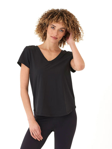 Kristie Criss Cross Luxe Jersey Tee Womens Tops Short Tee Threads 4 Thought 