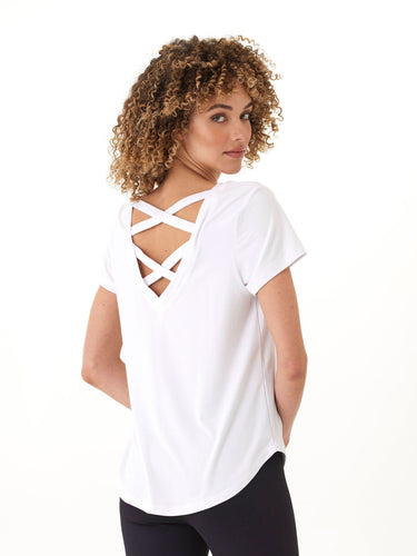 Kristie Criss Cross Luxe Jersey Tee Womens Tops Short Tee Threads 4 Thought
