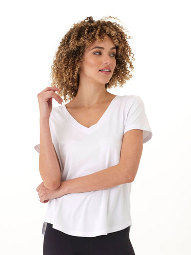 Kristie Criss Cross Luxe Jersey Tee Womens Tops Short Tee Threads 4 Thought