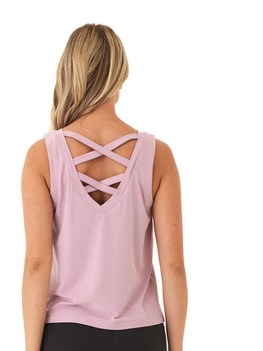Kristie Criss Cross Heather Luxe Jersey Tank Womens Tops Tanks Threads 4 Thought