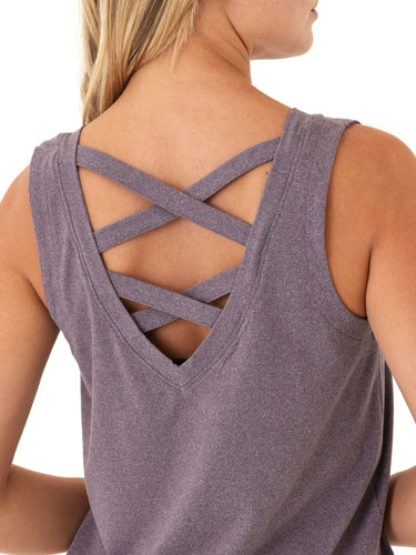 Kristie Criss Cross Heather Luxe Jersey Tank Womens Tops Tanks Threads 4 Thought