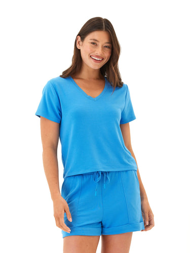 Bettine Modal Terry V-Neck Tee Womens Tops Short Tee Threads 4 Thought