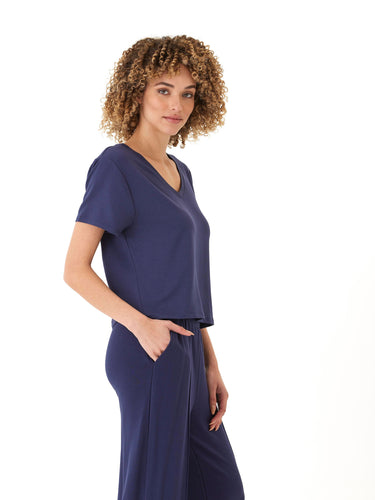Bettine Modal Terry V-Neck Tee Womens Tops Short Tee Threads 4 Thought