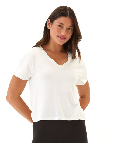 Bettine Modal Terry V-Neck Tee Womens Tops Short Tee Threads 4 Thought 