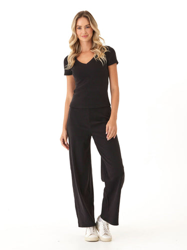 Alexia Brushed Performance Rib V-Neck Tee Womens Tops Short Tee Threads 4 Thought 