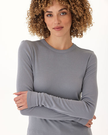 Torri Feather Rib Long Sleeve Crew Tee Womens Tops Long Shirt Threads 4 Thought 