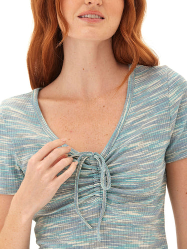 Cosima Marble Rib V-Neck Tee Womens Tops Short Tee Threads 4 Thought 