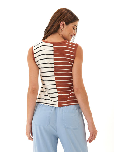 Emilia Caribbean Stripe Eco Jersey Crew Tank Womens Tops Tanks Threads 4 Thought 