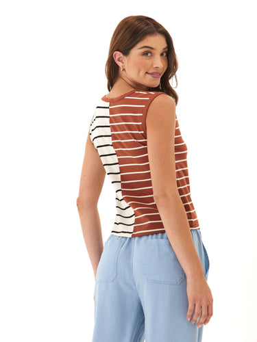 Emilia Caribbean Stripe Eco Jersey Crew Tank Womens Tops Tanks Threads 4 Thought 