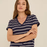 Maxine Stripe Eco Jersey V-Neck Tee Womens Tops Short Shirt Threads 4 Thought 
