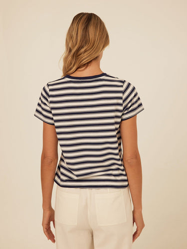 Maxine Cottage Stripe Eco Jersey V-Neck Tee Threads 4 Thought 