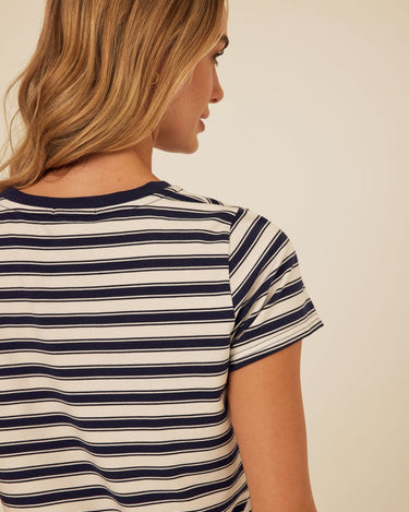 Maxine Cottage Stripe Eco Jersey V-Neck Tee Threads 4 Thought 