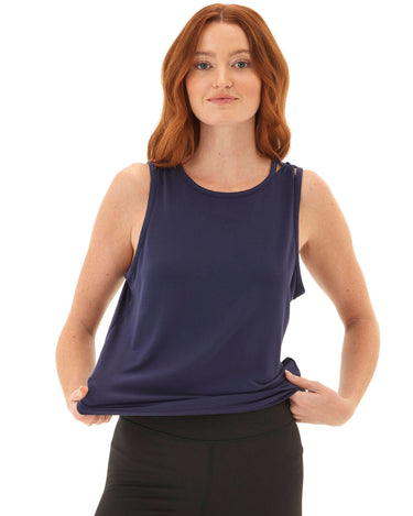 Desirae Tencel Jersey Twist Shoulder Tank Womens Tops Tanks Threads 4 Thought 