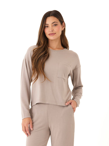 Shaina Modal Terry Pocket Long Sleeve Womens Tops Long Tee Threads 4 Thought 