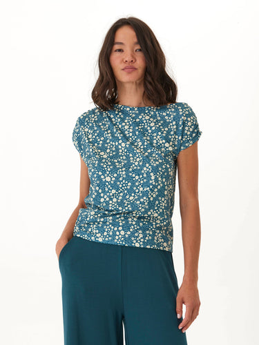 Leoni Micro Bloom Print Off-Shoulder Luxe Jersey Top Threads 4 Thought 