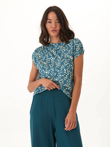 Leoni Micro Bloom Print Off-Shoulder Luxe Jersey Top Threads 4 Thought 