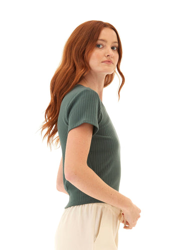 Felicia Organic Rib Scoop Neck Tee Womens Tops Short Tee Threads 4 Thought 