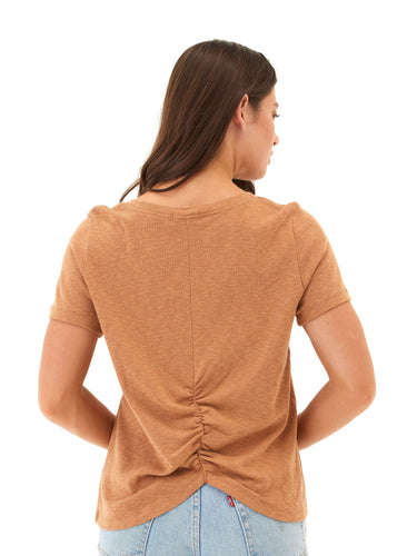 Leonora Textured Slub Jersey Ruched Vneck Top Threads 4 Thought