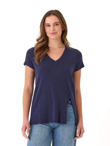 Agatha Textured Slub Jersey Slit Tee Womens Tops Short Shirt Threads 4 Thought 