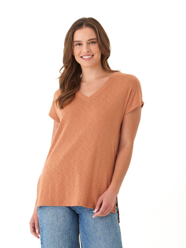 Elsie Textured Slub Jersey Vneck Tee Threads 4 Thought