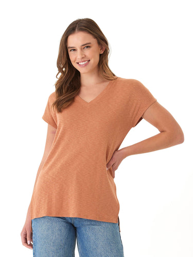 Elsie Textured Slub Jersey Vneck Tee Threads 4 Thought