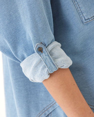 Blaire Denim Terry Button-Down Threads 4 Thought 
