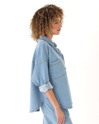 Blaire Denim Terry Button-Down Threads 4 Thought 