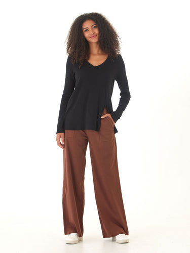 Agatha Textured Slub Jersey Slit Long Sleeve Threads 4 Thought 
