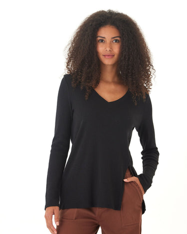 Agatha Textured Slub Jersey Slit Long Sleeve Threads 4 Thought 