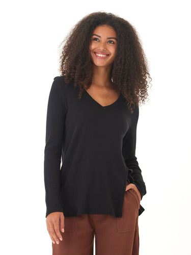 Agatha Textured Slub Jersey Slit Long Sleeve Threads 4 Thought