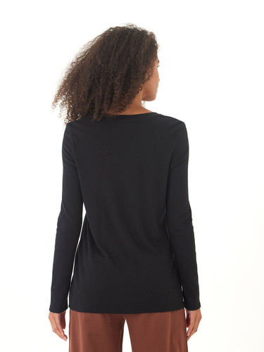 Agatha Textured Slub Jersey Slit Long Sleeve Threads 4 Thought 