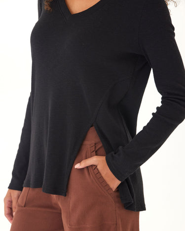 Agatha Textured Slub Jersey Slit Long Sleeve Threads 4 Thought 
